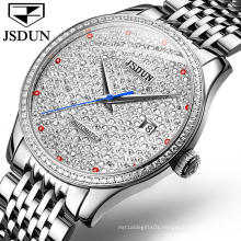 Men Diamond Watch JSDUN Automatic Mechanical Water Resistant Stainless Steel Band Watch For Men Fashion Business Montre Homme